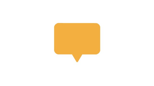 Simple orange speech bubble icon on white background for communication concept