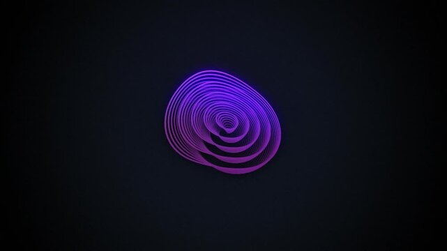 Radio waves overlay, Glowing blue neon concentric circles radiating wave loop