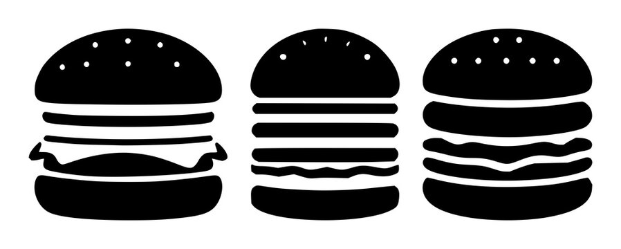 Hamburger menu icon set with simple solid black line design on white background featuring navigation, user interface, design template with minimalism and clarity