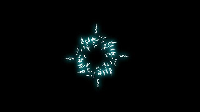 Cartoon water explosion FX with 2D anime style spark light, hand drawn flash burst, shape smoke elements, and energy circle effects created on black screen background.