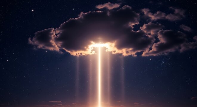 Dramatic Night Sky with Bright Explosion.