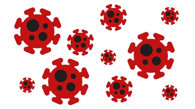 Medical animation of infectious Hantavirus particles causing respiratory syndrome floating in dust and air (Concept of airborne pathogen transmission and dangerous public health)