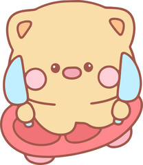 Fototapeta premium Cute Cartoon Character Sitting on a Mat
