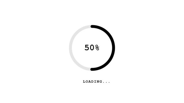 Clean Black Radial Progress Bar - Light UI Loading Screen Flat Design 4K Loop
