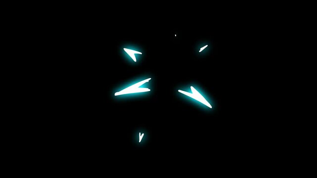 Shape blast and cartoon spark explosion FX with water burst, light smoke and energy fluid elements. Flash FX with glowing shine effect and 2D liquid cartoon on black screen background.