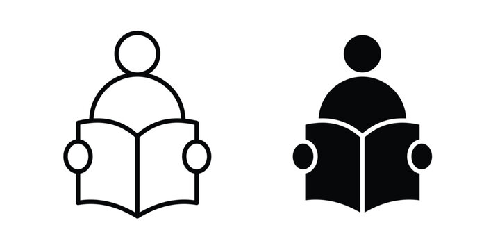 Book open reader icon. web black icon design.