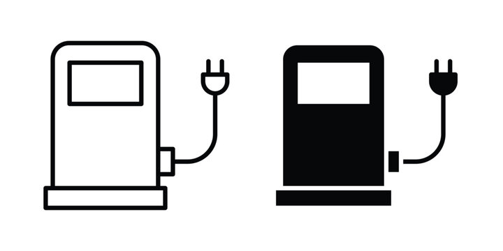 Charging station icon. web black icon design.