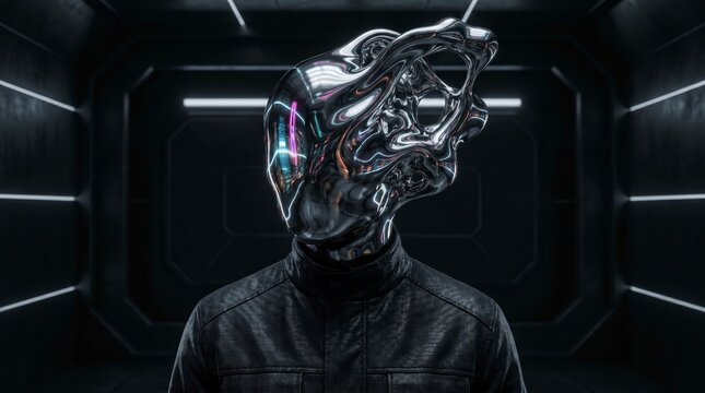 Abstract chrome head portrait
