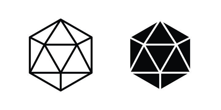 Dice d20 icon. web black icon design.