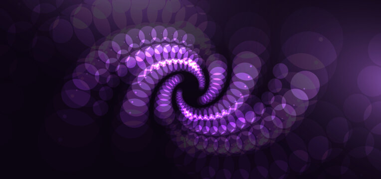 Modern abstract background featuring flowing waves made of glowing purple dots forming