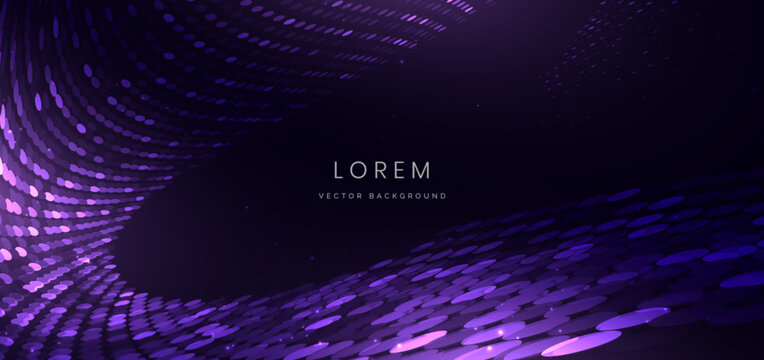 Modern abstract background featuring flowing waves made of glowing purple dots