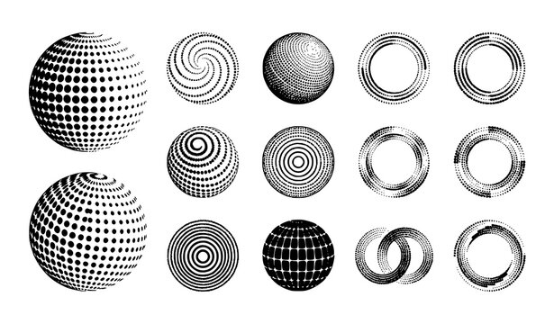Halftone sphere patterns and shapes