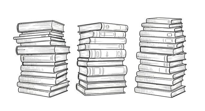Stacks of books, book piles, illustration of books, book collection, educational icons