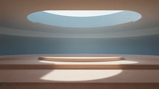 Circular skylight minimalist architectural interior