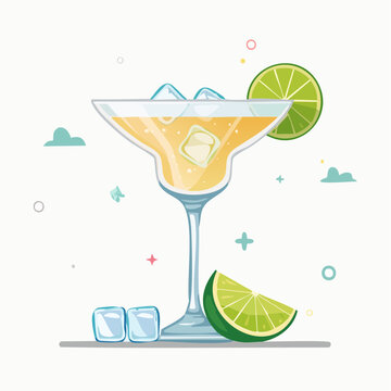 Margarita cocktail with lime and ice