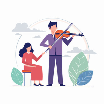 Man Playing Violin for Woman