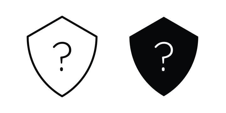 Shield interrogation icon. web black icon design.