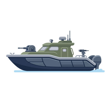 Military Patrol Boat with Guns and Radar