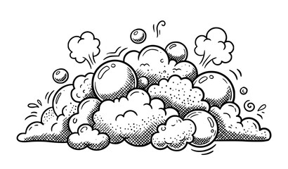 Cartoon explosion sketch with smoke clouds and impact effects © Nahid