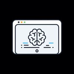 Fototapeta premium Brain Icon on Computer Screen Display.