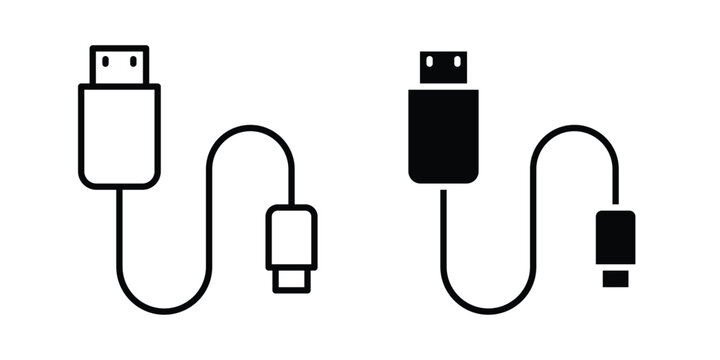 USB cable icon. web black icon design.