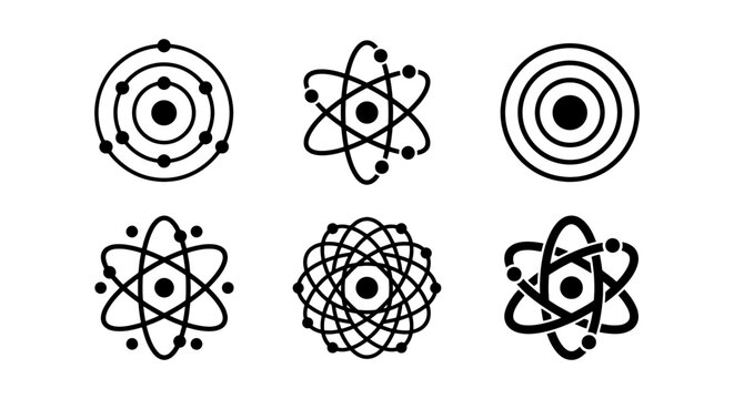 Atomic Structure Icons, Science Symbols, Chemistry Models, Physics Concepts