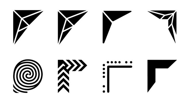 Geometric Corner Accents, Abstract Design Elements, Vector Ornaments, Decorative Borders