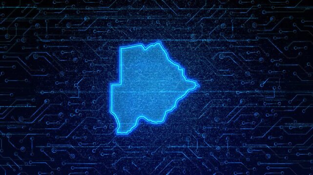 4K Resolution, Botswana Country Digital Electric Futuristic Technology Map, Suitable for Tech events, Science, Politics, Elections, News and Sports Events