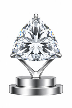 Vector illustration of trilliant cut shape diamond on display stand
