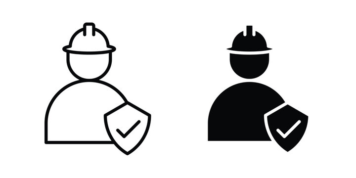 Worker safety icon. web black icon design.