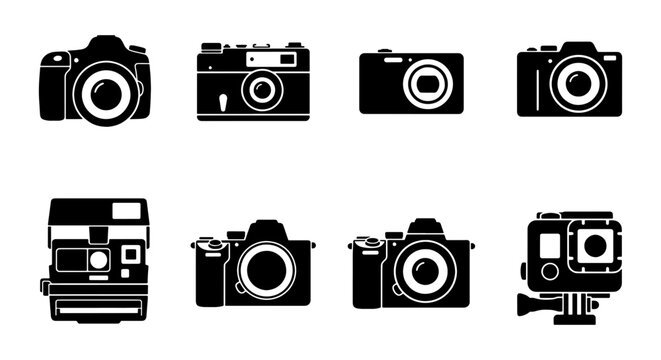 Camera Icons Collection: DSLR, Vintage, Action Cam, Photography Gear