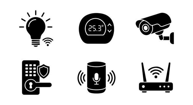 Smart Home Icons: Security, Automation, Connectivity, Technology Set