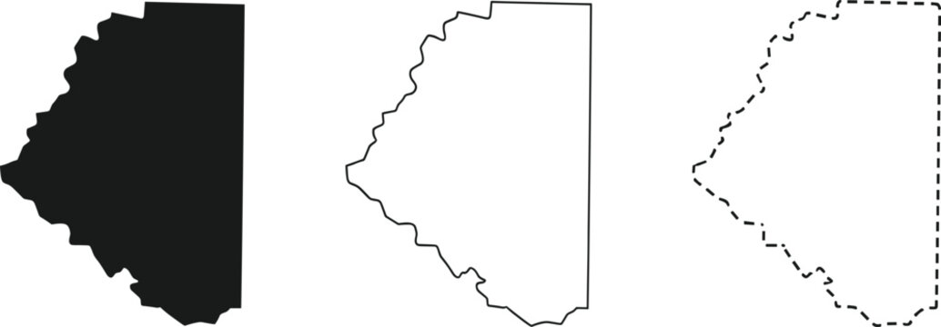 Mississippi state map set, solid silhouette, clean outline and dashed border variations, USA geographic shape collection for infographic, branding and print projects, vector illustration