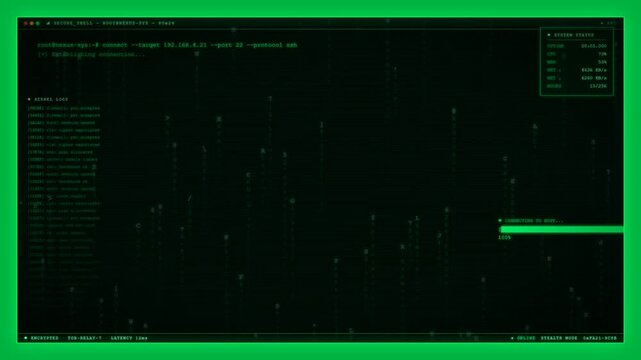 Cybersecurity hacker terminal with access granted authorization message