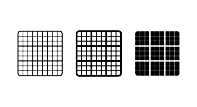 Grid Icons Set, Square Matrix Patterns, Data Visualization Elements