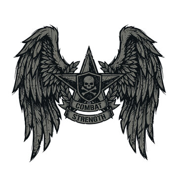Winged Skull Emblem with Combat Strength Banner