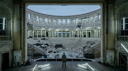 Obraz premium Empty Roman Theater Interior Stage Performance Venue