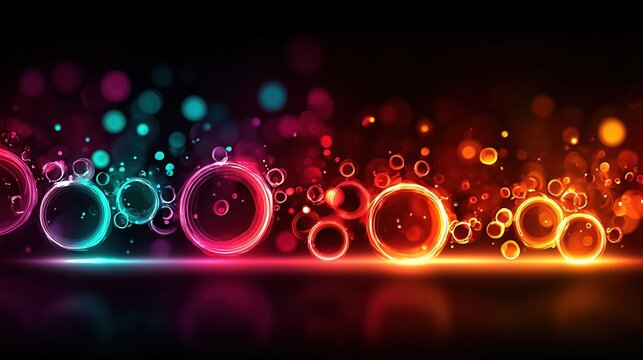 Dynamic neon ring background with RGB glowing light trails and abstract motion effects, perfect for modern gaming setups and digital technology banners.