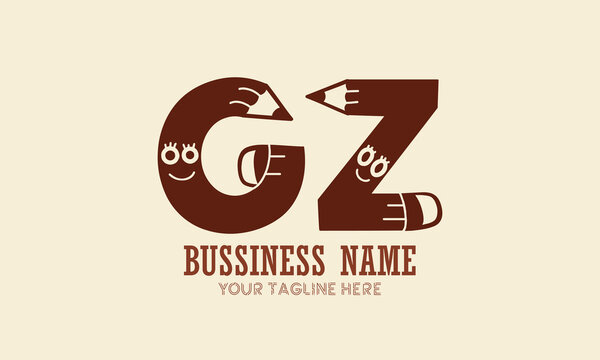 GZ G gz initial logo | initial based abstract modern minimal creative logo, vector template image. luxury logotype logo, typography logo. initials logo, school logo, pencil, smily logo, stationary.