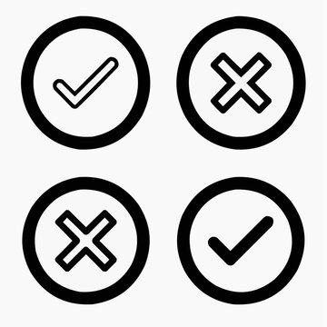 Check and Cross Circle Icons Set