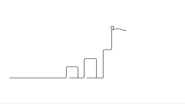 Animated self drawing of continuous line drawing Minimalist line graph, business growth chart, financial progress illustration, simple analytics