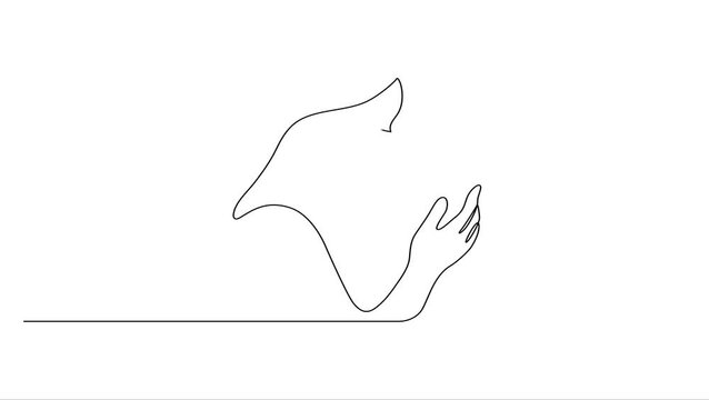 Animated self drawing of continuous line drawing Minimalist line art,  mother and son hand, animal illustration, black line on white background, simple design element