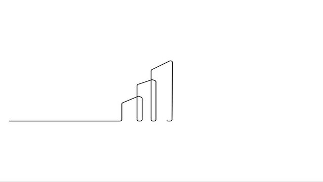 Animated self drawing of continuous line drawing Minimalist, modern, bar chart, graph icons, business, finance, statistics, infographic elements