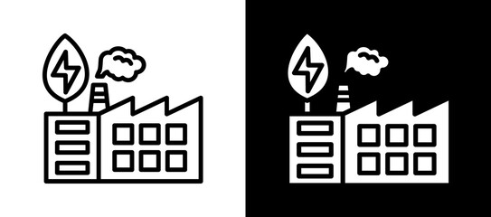 Obraz premium Energy Plant Icon Set In Black And White Filled Style Collection