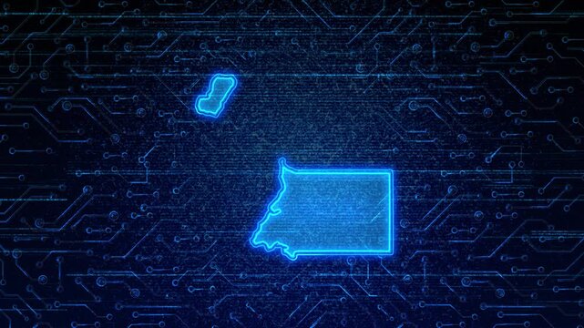 4K Resolution, Equatorial Guinea Country Digital Electric Futuristic Technology Map, Suitable for Tech events, Science, Politics, Elections, News and Sports Events