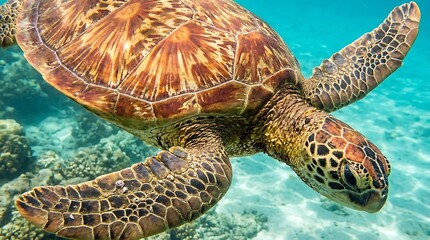 Sea turtle swimming in blue ocean water © Muhammad