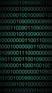 Digital numbers codes moving in cyberspace - Technology background. Binary code matrix array background, empty copy space area for logo or text design. Shiny numbers of 1 and 0 animated