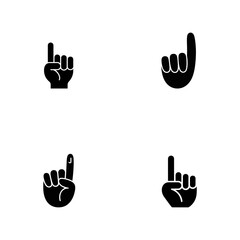 Obraz premium Two black hand gesture featuring a pointing finger and a pinky finger extended isolated on a white background for use in digital interface