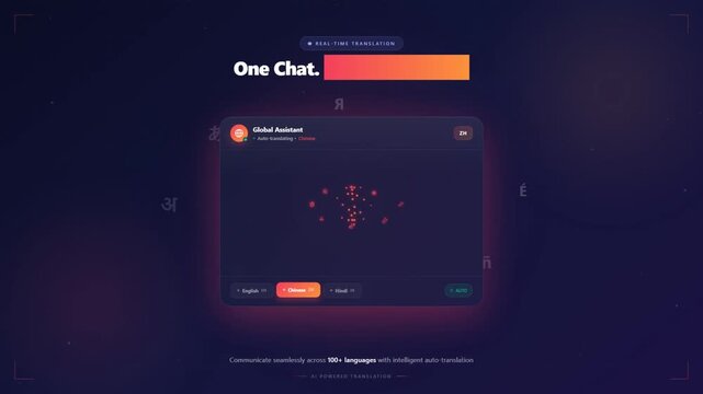 Multilingual artificial intelligence auto translation chat application interface