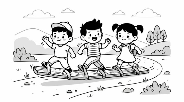 Children playing on a seesaw outdoors.